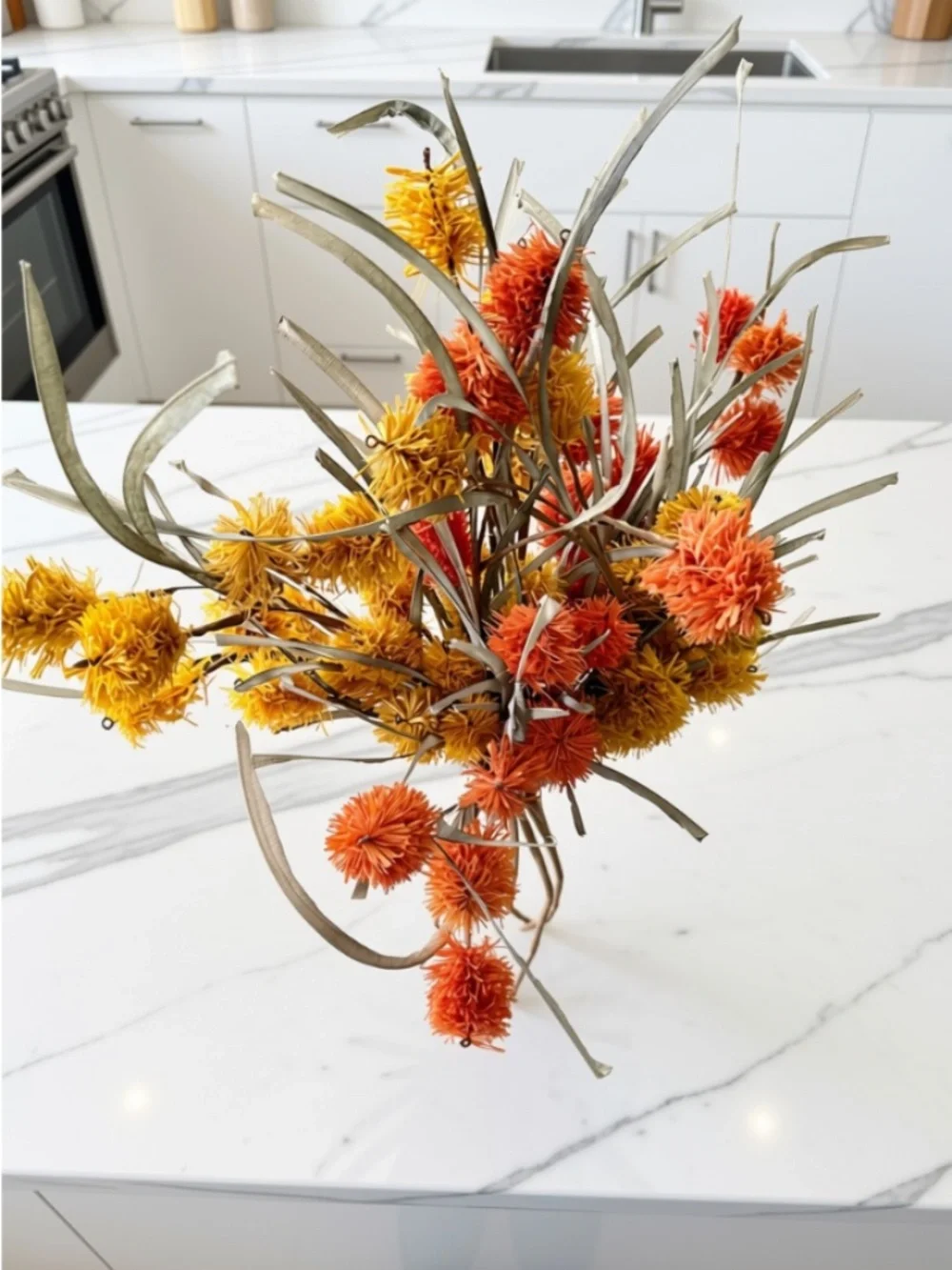 Set of 5 Artificial Thistle Flower Stems – Fall Colors